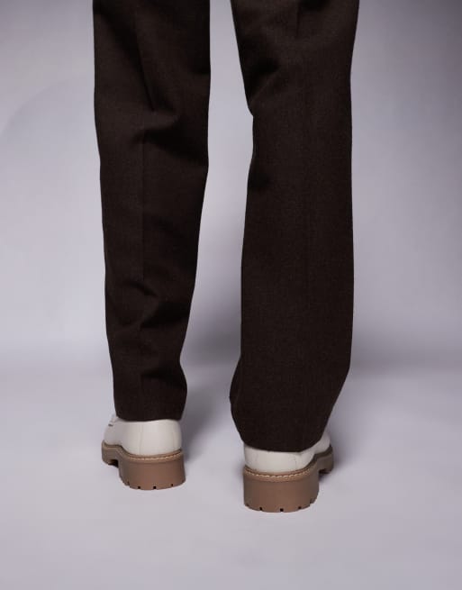 Walk London Sean trim loafers in off white leather, 3 of 4