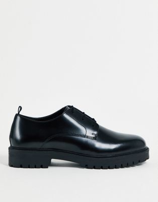 Walk London sin lace up shoes in black leather