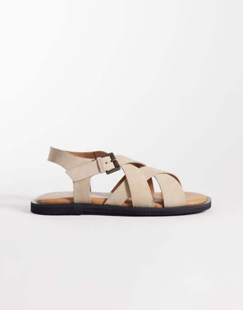 Walk London – Sophia – Beige sandaler i mocka med korsade remmar - view 1