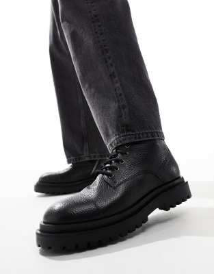 WALK LONDON Walk London Sully toe-cap boot in black grain leather