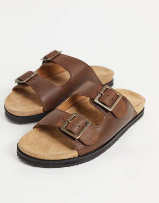 Walk London - Sunset - Sandali con doppia fascia in pelle marrone