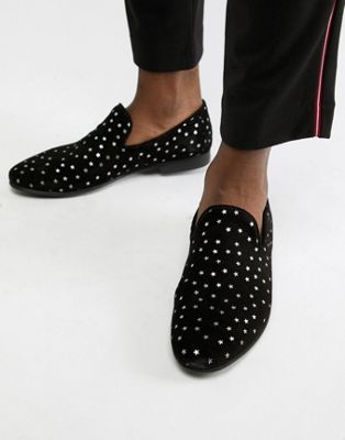 WALK London - Svarta loafers med stjärnmönster