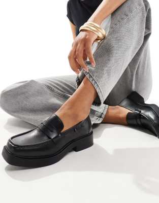 Walk London - Taylor - Leder-Loafer in Schwarz mit Steg-Detail