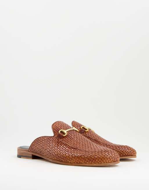 Walk London - Terry - Geweven instap-loafers in bruin leer