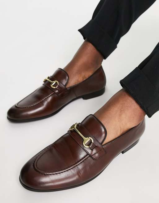 Walk London – Terry – Loafer aus Leder in Braun mit Zierschnalle 