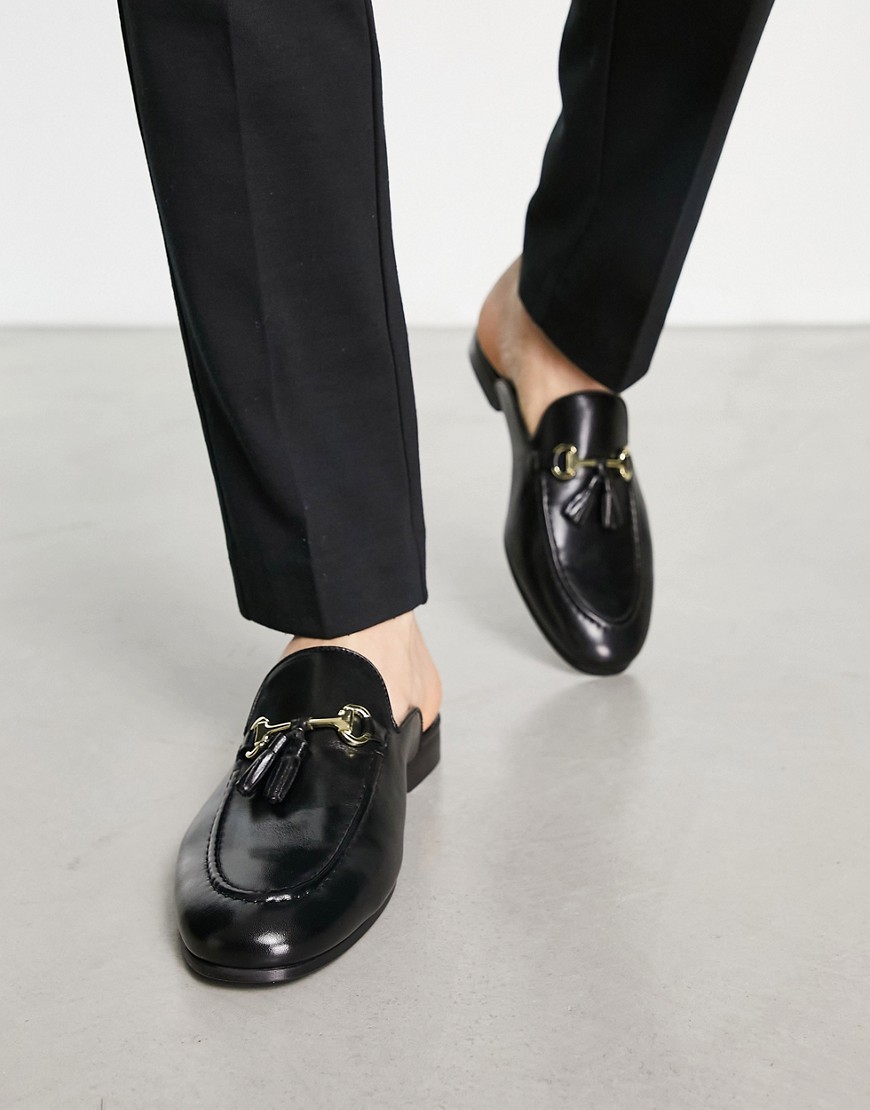 Walk London Terry Slip On Loafers In Black Leather