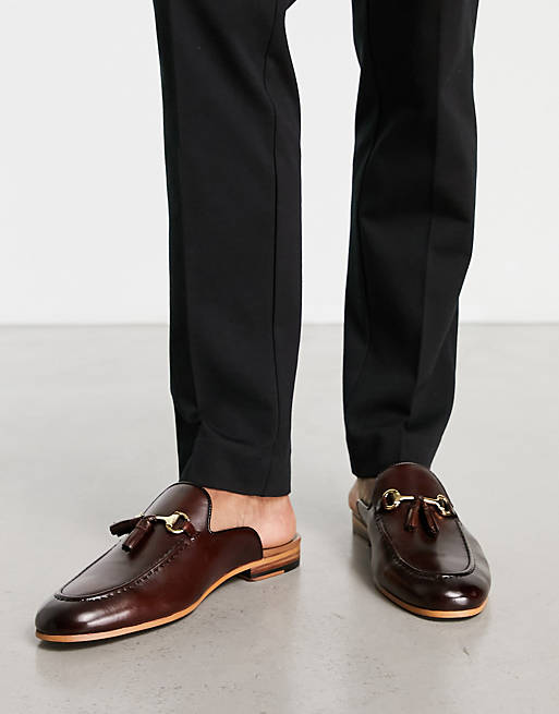 Walk London Terry slip on loafers in brown leather | ASOS