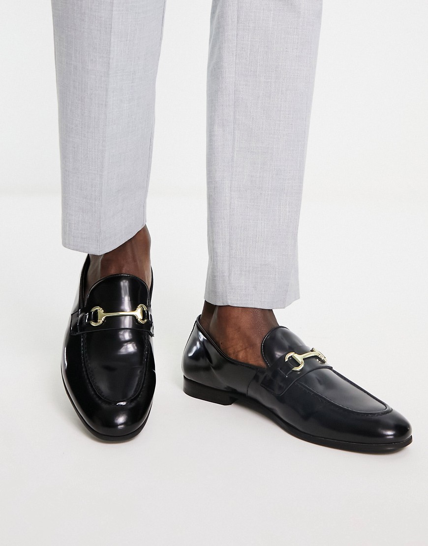 Walk London Terry Snaffle Loafers In Black Leather