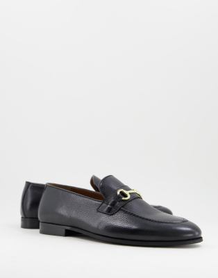Walk London Terry Snaffle loafers in black pebble leather - ASOS Price Checker
