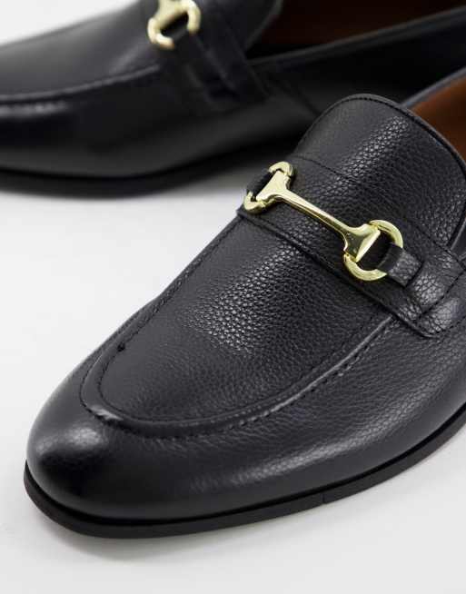 Walk London Terry Snaffle loafers in black pebble leather