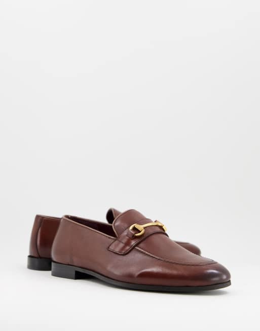 Walk London Terry Snaffle Loafers In Brown High Shine Leather Asos 6517