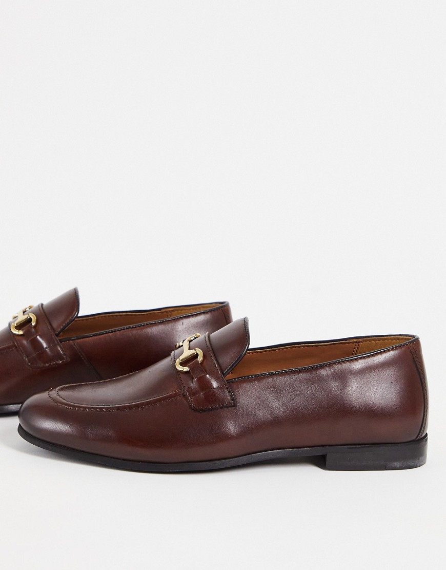 WALK LONDON WALK LONDON TERRY SNAFFLE LOAFERS IN BROWN HIGH SHINE LEATHER