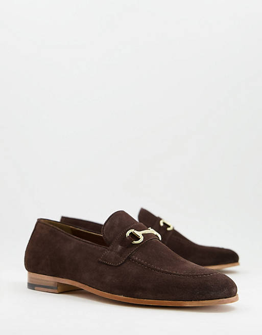Walk London Terry Snaffle loafers in brown suede 