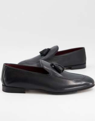 Walk London terry tassel loafers in black leather