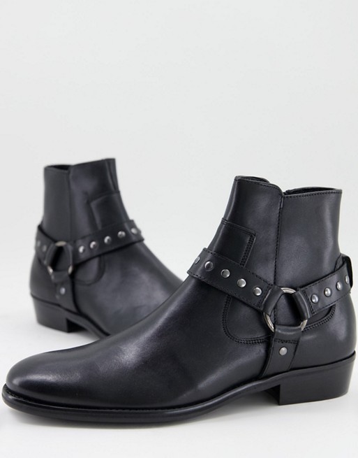 Walk London thriller cuban boots in black leather