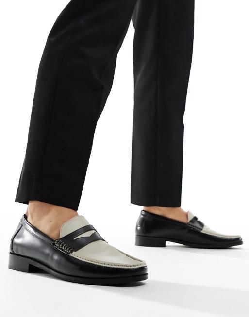 Black and white deals loafers