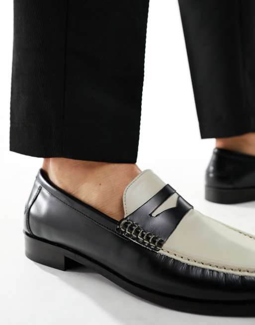 Black and discount white moccasins