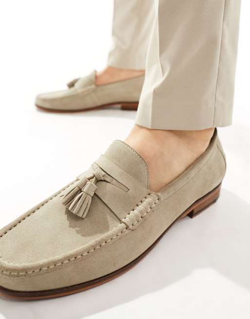  Walk London Tino Tassel Loafers In Stone Suede, 4 of 4