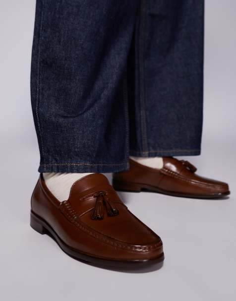 Walk London Tino tassel loafers in tan leather - view 1