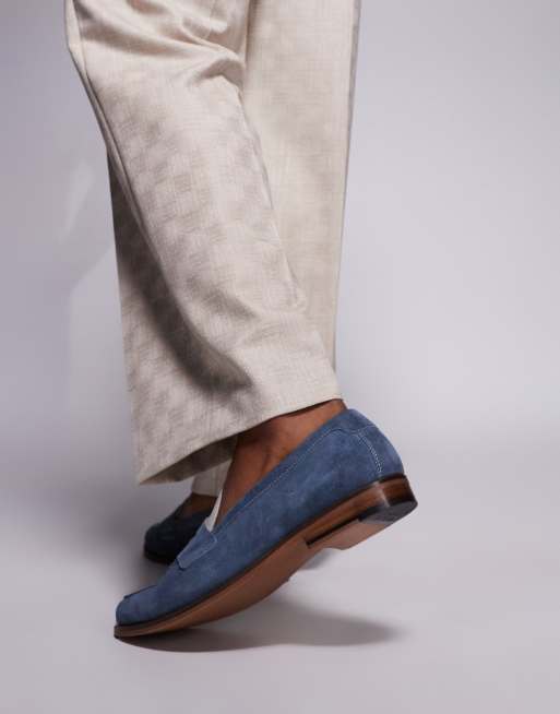 Walk London Torbole contrast saddle loafers in blue suede, 3 of 4