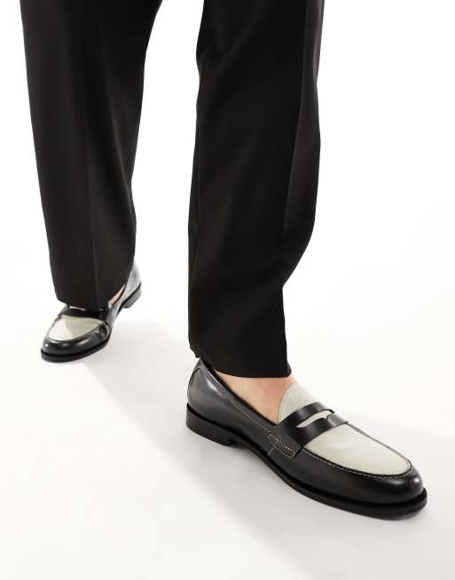  Walk London – Torbole Saddle – Leder-Loafer in Schwarz und Wollweiß, 3 von 4