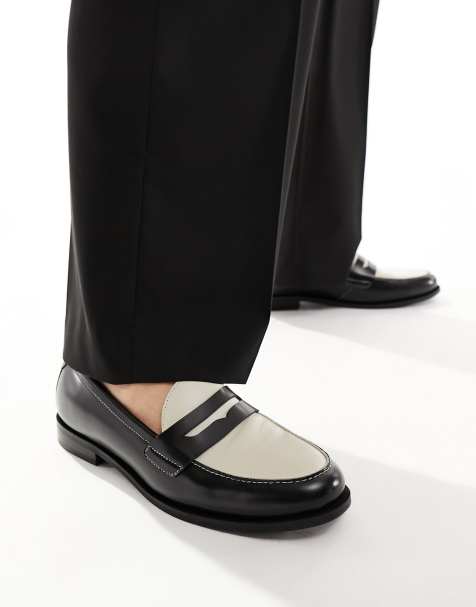  Walk London Torbole Saddle Loafers In Black and Off White Leather - view 1