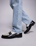 [WALK LONDON] Walk London Torbole saddle loafers in black / off white leather 43 Black