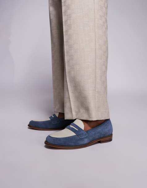 Walk London Torbole saddle loafers in blue / off white leather - view 1