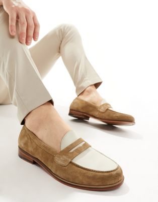   Torbole Saddle Loafers In Tan Suede/Off White Leather