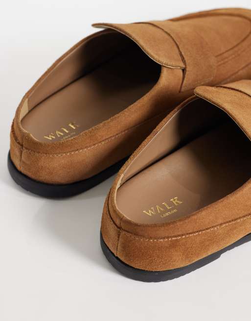 Walk London Track saddle mule in lichtbruin suède, 3 van 4