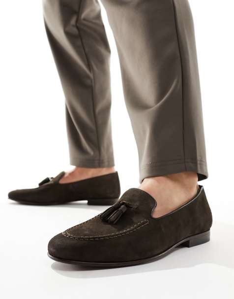 Walk London - Trent - Suède loafers met kwastjes in bruin - view 1