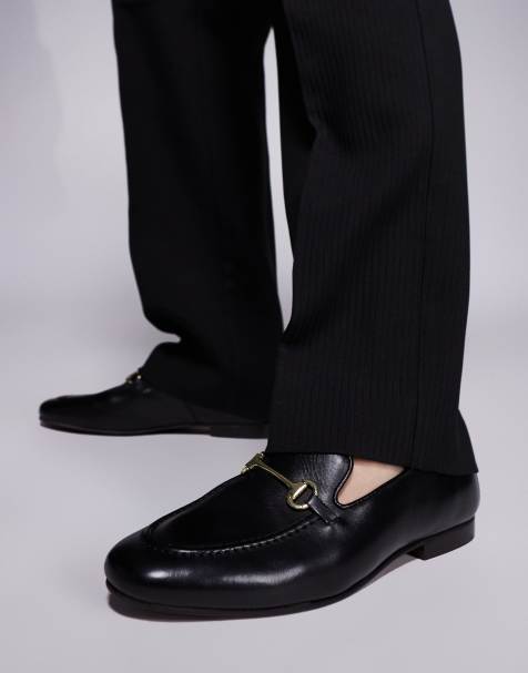 Walk London Trent trim loafers in black leather - view 1