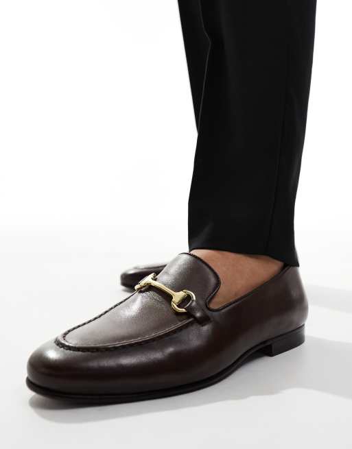  Walk London Trent trim loafers in brown leather