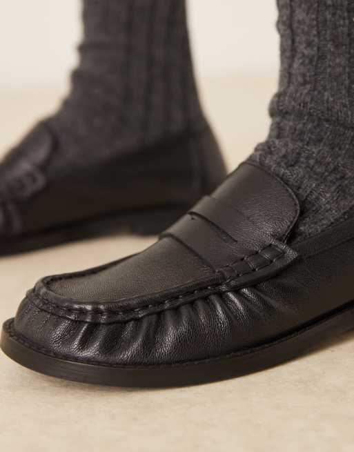 Walk London - Valentina - Mocassini neri in pelle con arricciature, 4 di 4