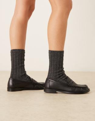 Walk London Valentina Rouched Loafers In Black