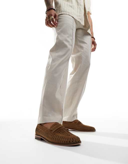  Walk London Wes slip on weave loafers in tan suede, 2 of 4