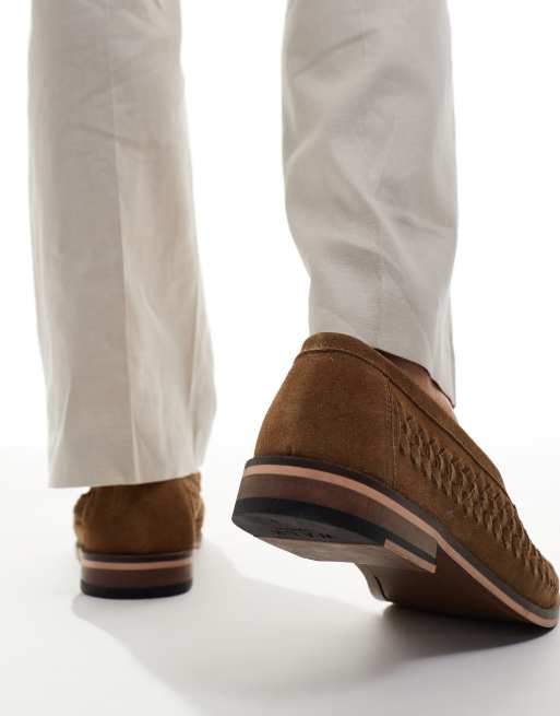  Walk London Wes slip on weave loafers in tan suede, 4 of 4
