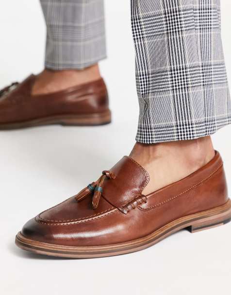 Walk London west tassel loafers in tan leather - view 1
