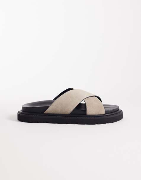 Walk London – Wildleder-Sandalen in Steinbeige mit überkreuzten Riemen - view 1