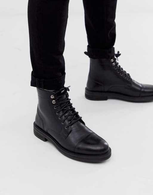 WALK London - Wolf - Bottes en cuir ciré avec bout renforcé - Noir