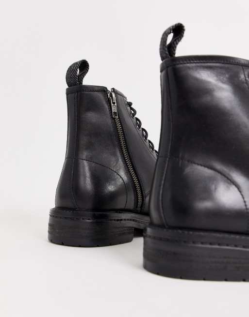 Walk london wolf lace up boots sale in black