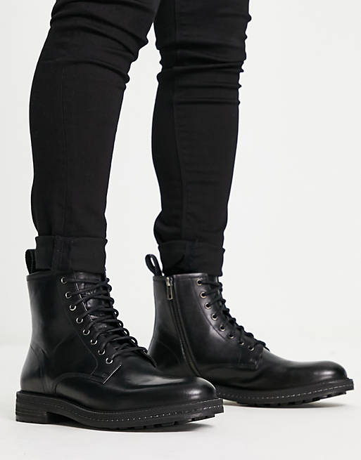 Walk London wolf lace up boots in black | ASOS