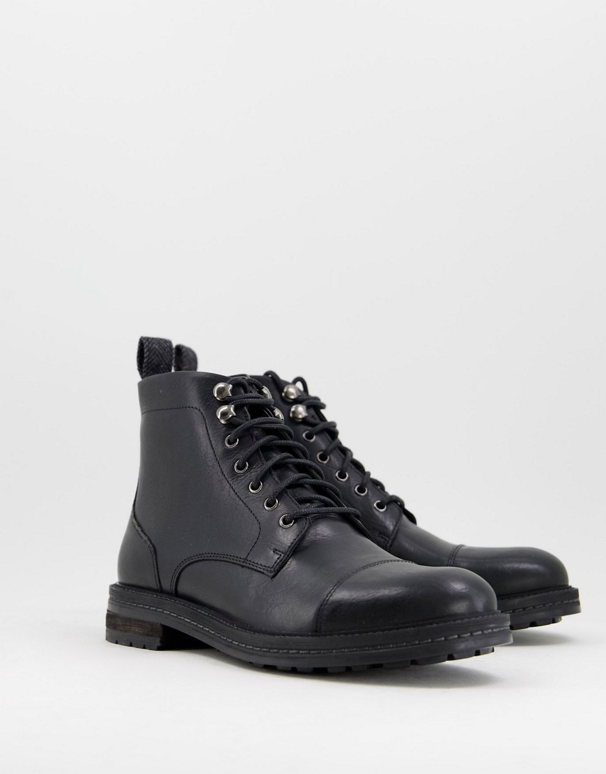 Walk London - Wolf - Sorte støvler med tåhætte i voksbehandlet læder