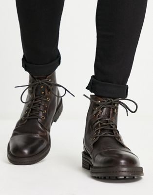 Walk London wolf toe cap boots in brown - ASOS Price Checker