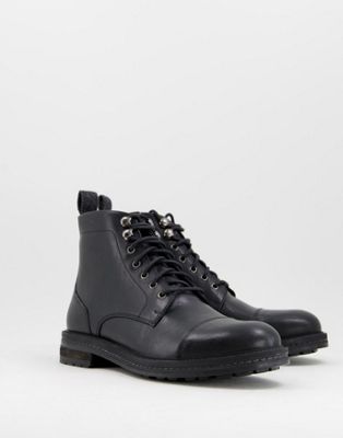 Walk London wolf toe cap boots in black  - ASOS Price Checker