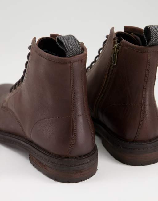 Walk London - Wolf - Stivaletti stringati in pelle zigrinata marrone, 4 di 4