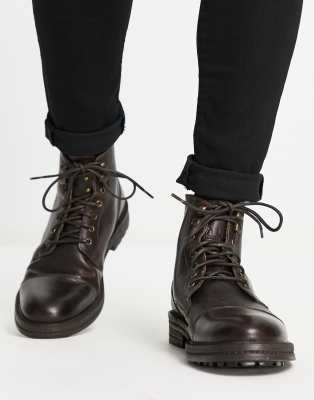 Walk London wolf toe cap boots in brown