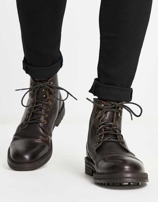 Walk London wolf toe cap boots in brown