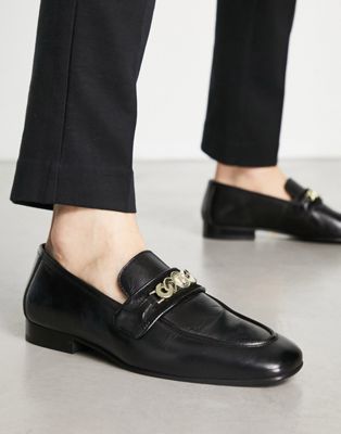 Walk London Woody chain loafers in black leather - ASOS Price Checker