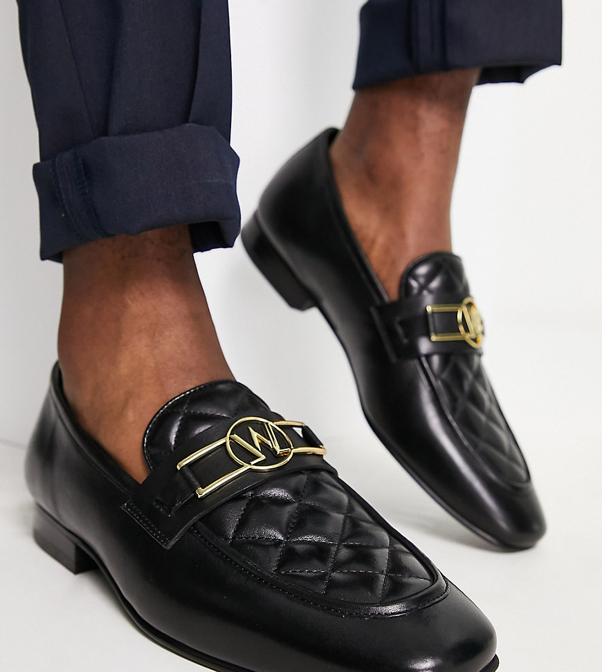 Walk London Woody Quilted Loafers In Black Leather